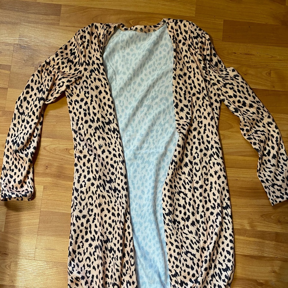 Leopard print long cardigan